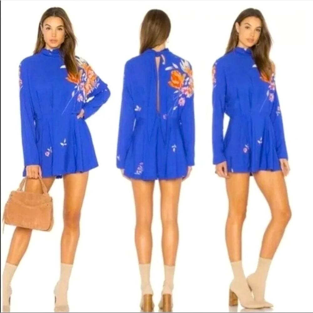 Free People Blue Floral Mini Dress